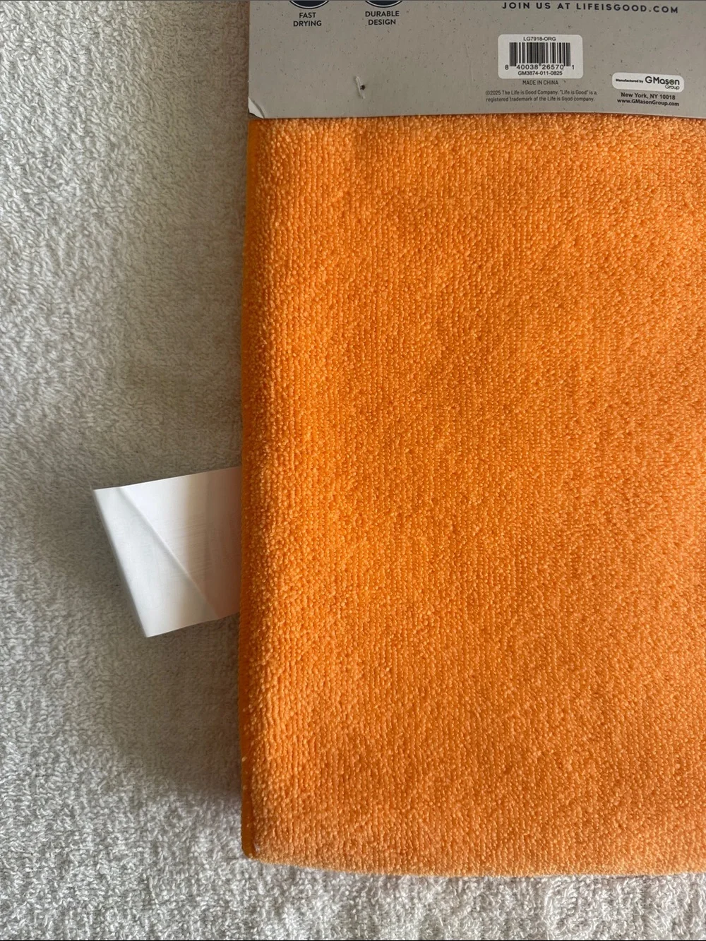 Life Is Good Orange Pet Drying Towel with Embroidered Dog